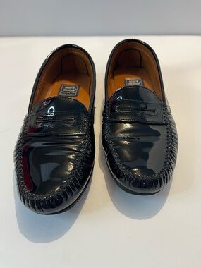 Andre Assous Black Patent Leather Penny Loafers